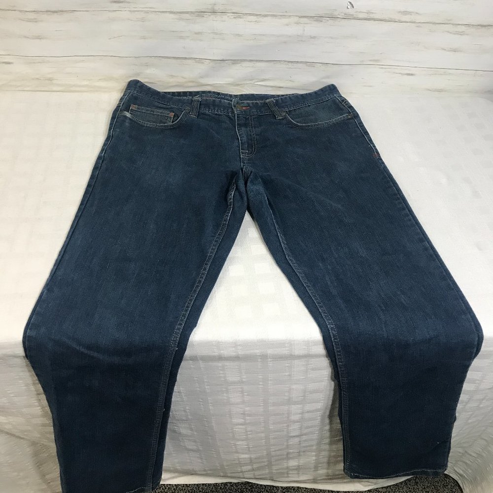 TOAD & CO. Wingman Denim Lean Fit 36 x 32 Mens Blue Jeans Organic Cotton Stretch